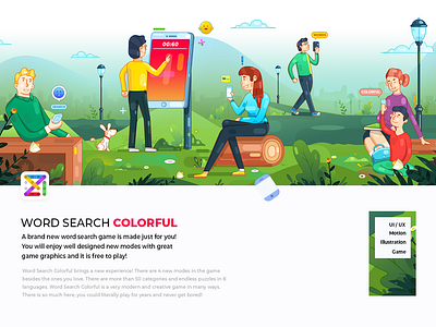 Word Search Game cartoon colorful design games illustration puzzle ui ux word wordgames