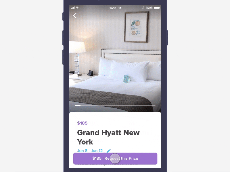 Request more hotels animation app gif hotel interface ios minimal mobile product travel ui ux