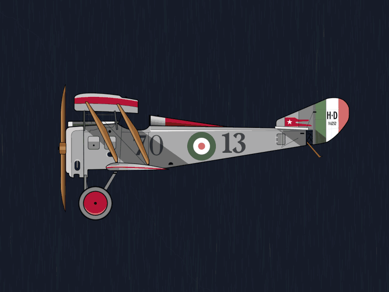 Warplane Hanriot HD 1 HD 6252 (WWI) affinity designer after effects animation flat illustration italian aces plane vectors war world war 1