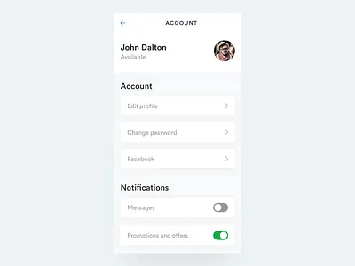 Daily UI 007 app daily ui daily ui 007 dailyui interface settings ui ux