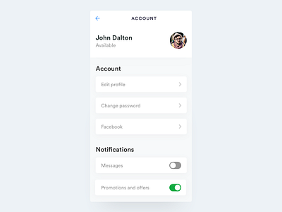 Daily UI 007 app daily ui daily ui 007 dailyui interface settings ui ux