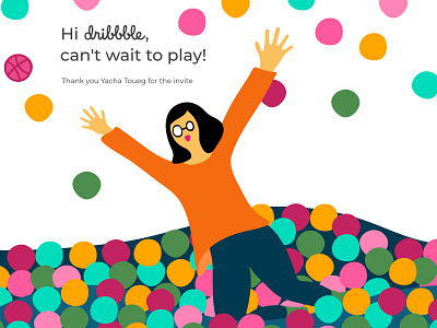 Hello Dribble! affinity designer ball pen ball pit design first shot hello dribbble illustration jumping vector