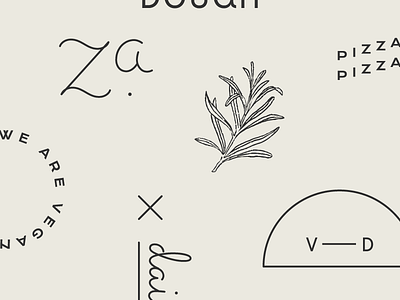 V—Dough | Marks branding dairy free herbs identity illustration marks pizza typography vegan