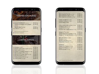 Mobile Price List - Mr. Meat branding design interface list list page logo responsive ui ux ux ui whatsapp