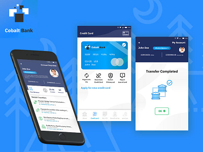 Bank Ui Cobalt Showcase adobexd app banking app crazee adil graphic design illustration mobile app mohamed adil mohamedadil typography ui uidesign ux xd