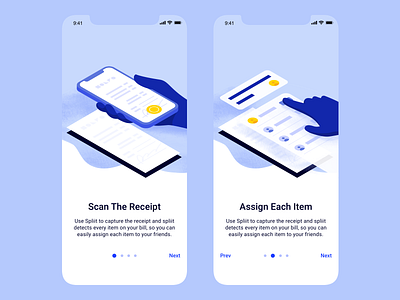 Spliit Onboarding app bill brand branding design finance fintech flat illustration ios mobile money payment receipt splitting ui ux vector