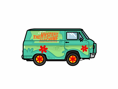 Mystery Machine 2d. line cartoon ghost groovy halloween horror illustration love music mystery machine pop cars retro scooby doo texture transport van vector vehilce zombie