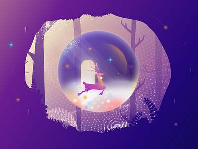 Crystal Card for 2019 2019 christmas crystal crystal ball dear dream forest illustration light new year wish wish card