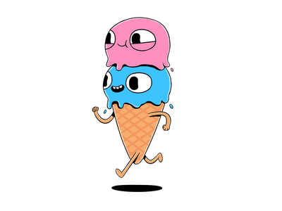 Running ice cream ! 2d 2d animation animated animation art cartoon characer charactedesign character animation character art character concept gif animated hello dribbble illustration