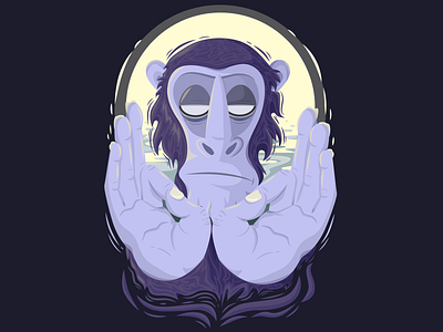 Tranquil adobe illustrator design illustration inktober 2018 monkey tranquil vector