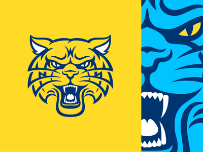 Wildcat blue and gold bobcat cat college high school logo mascot sports logo wildcat