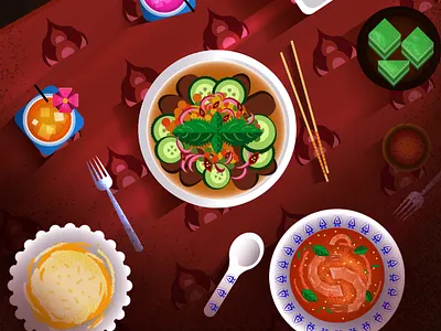 Thai Cuisine food illustrator photoshop thai thailand vector art