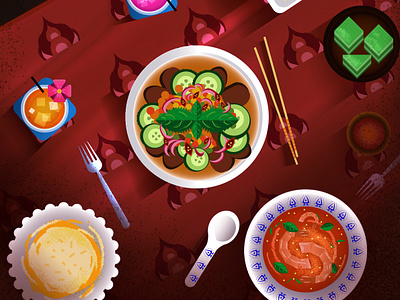 Thai Cuisine food illustrator photoshop thai thailand vector art