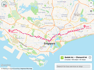 Bus service route overview bus bus stop buses map public transport route singapore transport visualization