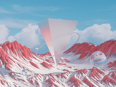 pyramid c4d clouds color concept mountain octane peak