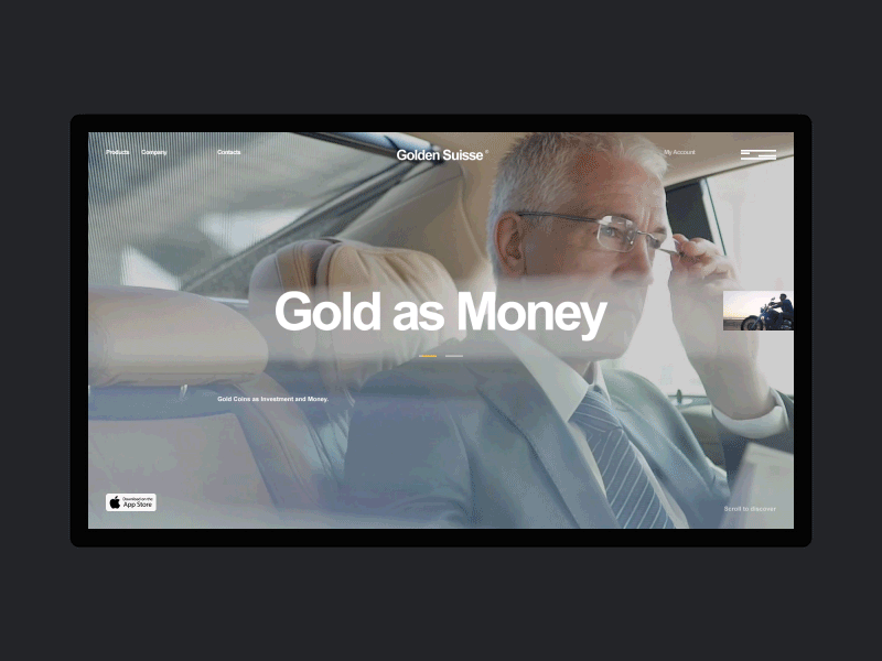 Golden Suisse animation design desktop minimal motion principle typography ui ux web