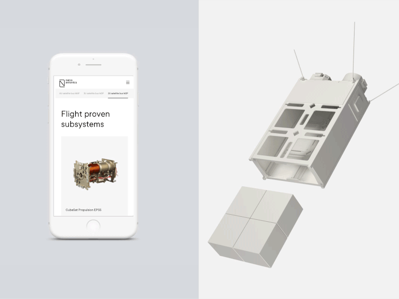 NanoAvionics 3d cgi mobile nano nasa render satelite ux ux ui web