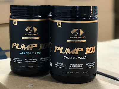 Alcemy Labs PUMP 101 design label minimal nutrition packaging