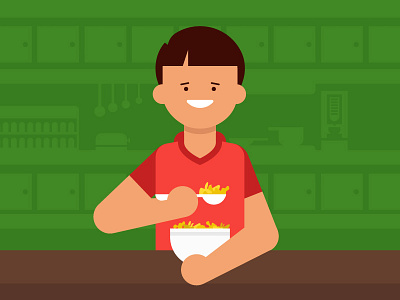 Cereal Killer... 2d boy breakfast cereal character design flat happy illustration kid vector