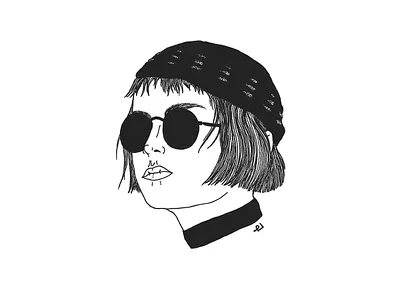 Mathilda black white handdrawn illustration ink