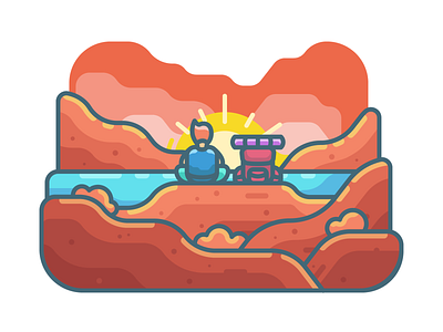 Sunset adventure design icon illustration minimal nature nature illustration travel trip vector