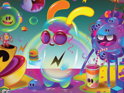 feeding pac-man affinitydesigner characters illustration vector videogames