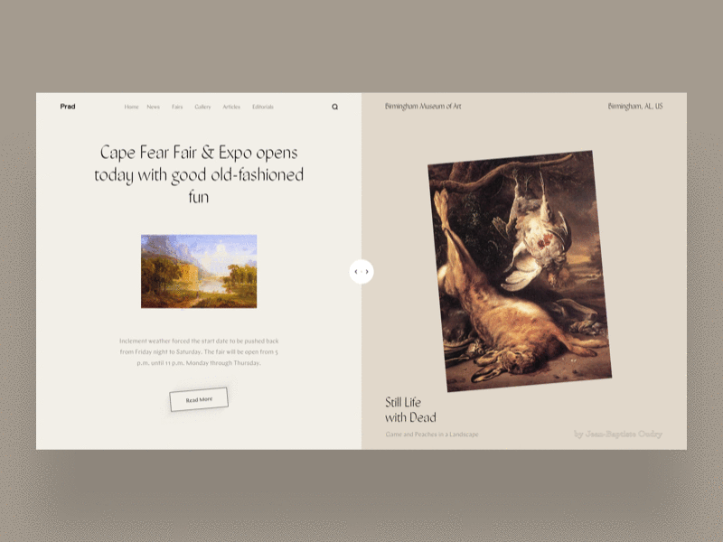 Prad art gallery interface news ui web
