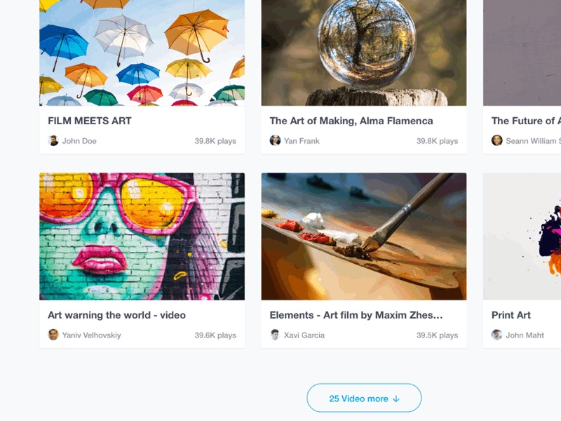 Video hosting, hover abstract art blue button design hover interface design notification sketch app uidesign ux design video video hosting watch later web