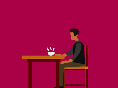 Coffee drinking man art coffee illustrator man pink