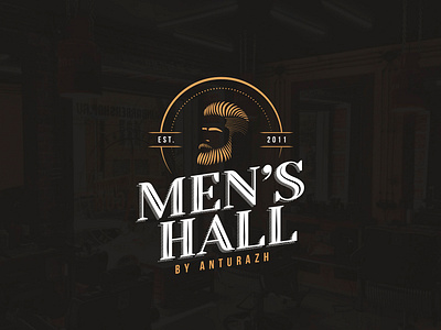 Logo Men`s Hall anturazh barbershop beard haircut illistration logo logotype mens hall логотип