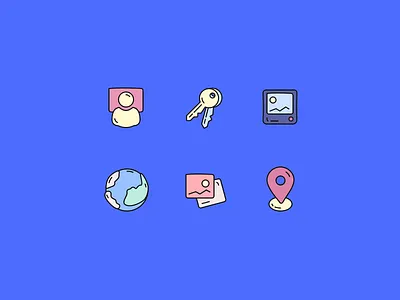 Kindergarten Icons blue colorful creative design earth fun icon keys kid kids kindergarten location monitor pack pic playful profile sketch ui world