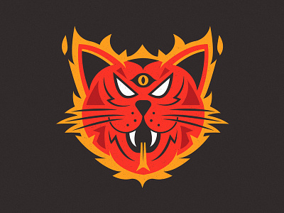 Hellcats cat cats eye fire flame flames hell cat illustration logo