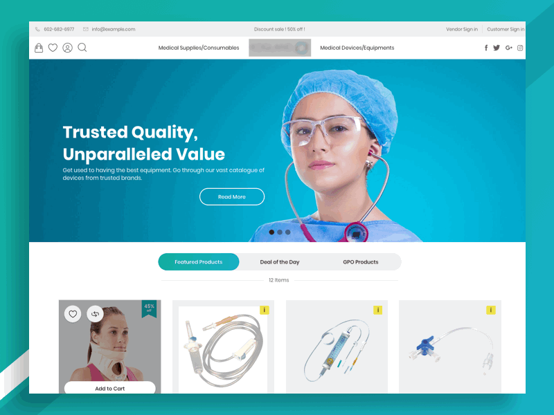 Medical Equipment Online Shopping Site akhiltchandran branding catalog ecommerce landing page modern online shopping product wordpress