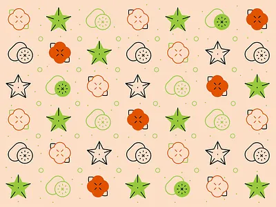 Fruit pattern carambola exotic fruit food icons fruit pattern green illustration kiwi icon kiwifruit line icons orange persimmon icon starfruit icon