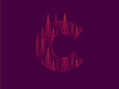 C c christmas design letter logo nature pine tree typography vector