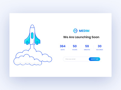 Coming Soon Page coming soon hospital illustration launch medical medim minimal rocket ui ux web website wip