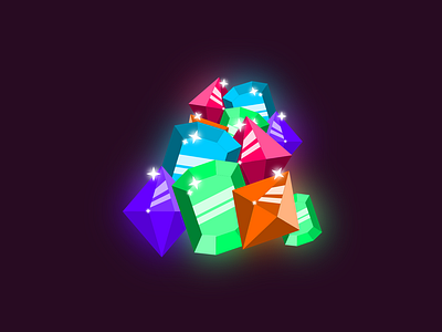 Pile of gems! blue design diamond emerald flat glow gradient green illustration orange pile purple saphire shine sparkle vector