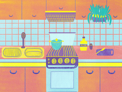 Kitchen adobephotoshop drawing grain illustration kitchen plants rooms texture