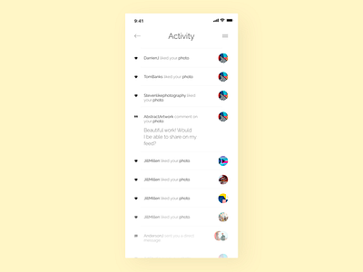 Activity Feed - Challenge 47 💛 047 activity feed activity stream app application daily 100 challenge daily challange dailyui dailyui047 dailyuichallenge design social app software ui ux