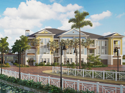 Resort Lake Condos (Right Side) 3d architecture condos florida rendering