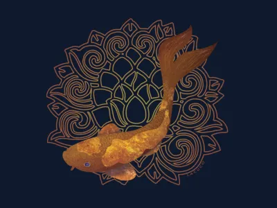 Golden Koi animal digital art illustration koi fish vector