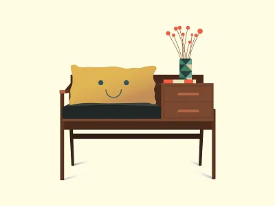 Little chair artist bench book chair chairs children illustration draw flat flat design flowers illustration pillow vecto vector art