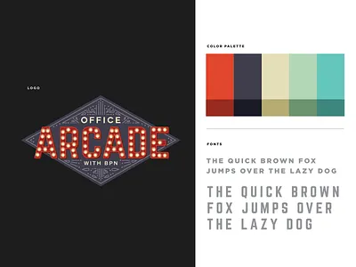 Office Arcade with BPN adobe advertising arcade branding branding agency color palette graphic design illustrator logo oregon portland typography vector