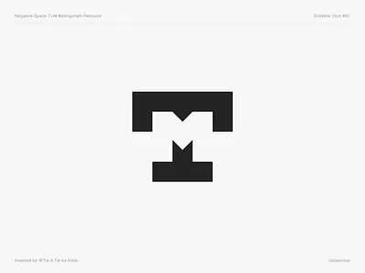 Negative Space T+M Monogram Rebound awesome clever smart brand branding custom wordmark logotype design guidelines branding idea iconic logo logo mark symbol logotype mark monogram creative minimal modern wordmark simple negative space out of the box pixel corporate brand pixel perfect developement software dev developer symbol branding web perfect typography ui