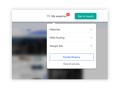 Enquiry Cart Experiment business enquiry nav bar notifications