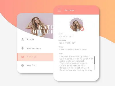 Daily UI :: 007 Settings account account settings app settings daily ui daily ui 007 edit profile profile profile card profile design settings settings page