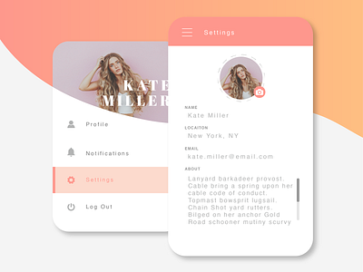 Daily UI :: 007 Settings account account settings app settings daily ui daily ui 007 edit profile profile profile card profile design settings settings page