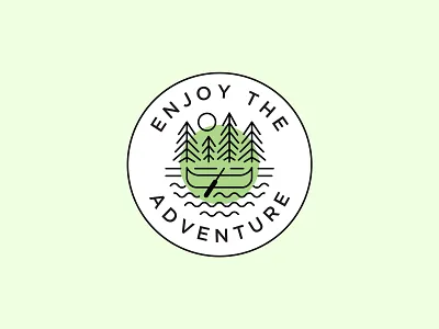 Enjoy The Adventure - Summer adventure badge camping canoe design enjoy forest green icon landscape logo nature paddle sticker sunset water