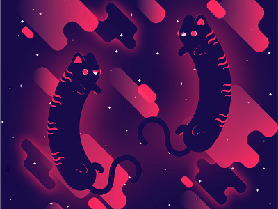 Meows in space alien cat design illustration poster space vector