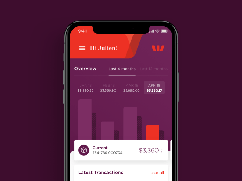 Westpac Dashboard 2018 app concept design interaction interface mobile sydney ui ux website westpac